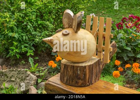 Sculpture of mouse with mousetrap in Myshkin. Russia Stock Photo