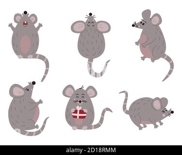 Cute mouse in different pose. Vector illustration Stock Photo