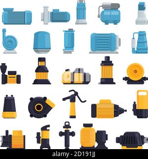 Pump icons set. Cartoon set of pump vector icons for web design Stock Vector