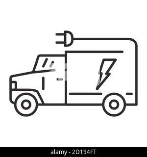 Truck icon electric plug. Isolated on white background. Stock Vector