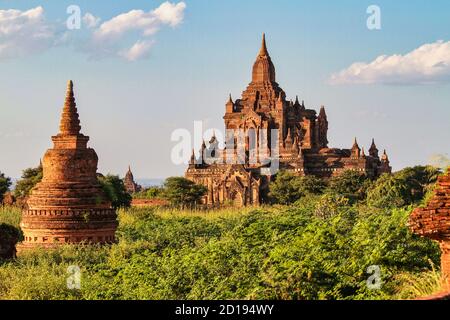 Pagodas and temples of Bagan in Myanmar, formerly Burma, a world heritage site in Asia