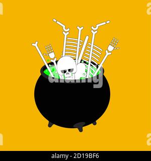 Bones in pot isolated. Halloween holiday symbol. vector illustration Stock Vector