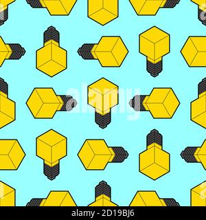 Isometric light bulb pattern seamless. bulb lamps background Stock Vector