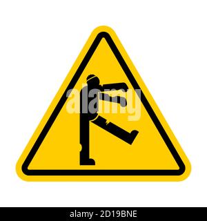 Attention Zombie. Warning yellow road sign. Caution Dead man monster walks Stock Vector