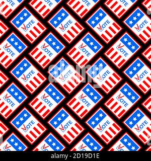 Vote in USA pattern seamless. Voting Symbols America background. Ballot paper texture Stock Vector