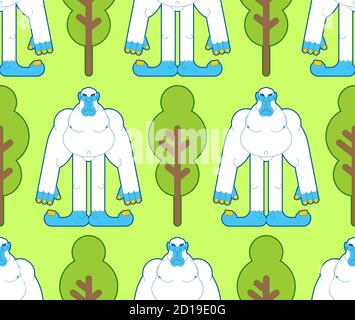 Yeti pattern seamless. Bigfoot abominable snowman background. Baby fabric ornament Stock Vector