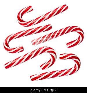 Peppermint Candy Cane - Christmas candies. Set of isolated sweets on a white background. No shadow Stock Photo