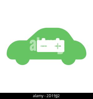 Electric car with battery inside illustration isolated Stock Vector