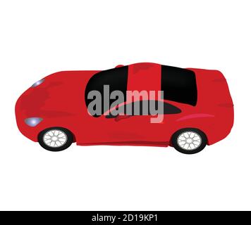 Red sports car view from above, vector Stock Vector