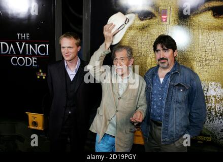 British cast members of the movie 'The Da Vinci Code' (from L-R) Paul Bettany, Ian McKellen and Alfred Molina pose after their arrival at the Cannes train station May 16, 2006, in preparation for the premiere of the film at the Cannes Film Festival. The festival will open with the film May 17.