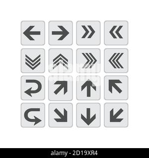 Large vector set of directional arrows on isolated Stock Vector