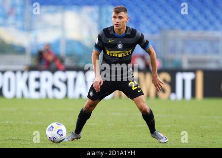 Nicolo' Barella of Internazionale in action during the Italian championship Serie A football match between SS Lazio and FC Internazionale on October 4 Stock Photo