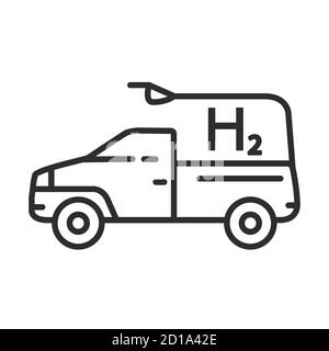 Car pickup hydrogen filling. Vehicle refueling.Flat illustration. Stock Vector