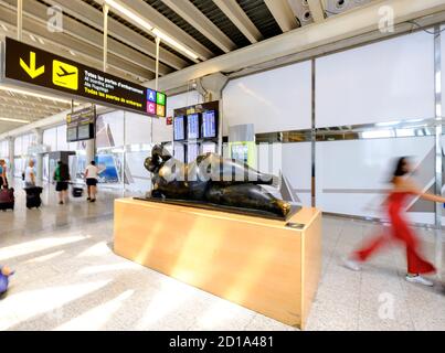 Mujer Recostada, 1992, obra de Fernando Botero, aeropuerto internacional Son Sant Joan, Palma, Mallorca, balearic islands, spain, europe Stock Photo