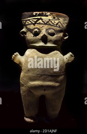 Female figure (Cuchimilco). Painted pottery. Chancay Culture, Late Intermediate Period (1150-1450 AD).  Peru, Peruvian, America, Stock Photo