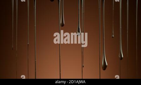 Dripping melted chocolate on soft background, abstract background Stock Photo