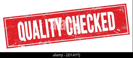 QUALITY CHECKED text on red grungy rectangle stamp sign. Stock Photo