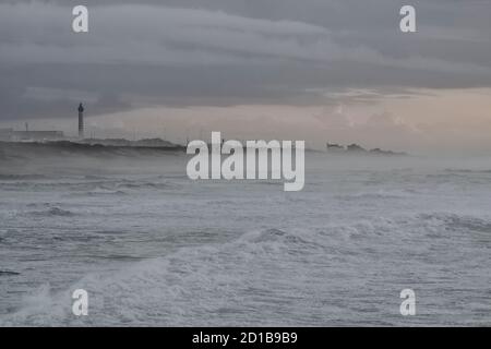 Northern portuguese coast during winter in the evening Stock Photo