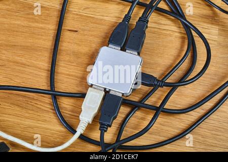 Usb hubs and cables Stock Photo
