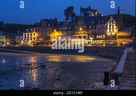 Cancale, France - June 10, 2011: Townscape of the city in Brittany, preferred tourist destination and center for oyster farming Stock Photo