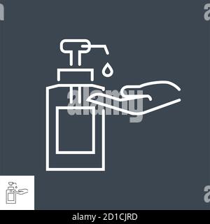 Hand sanitizer related vector thin line icon Stock Vector