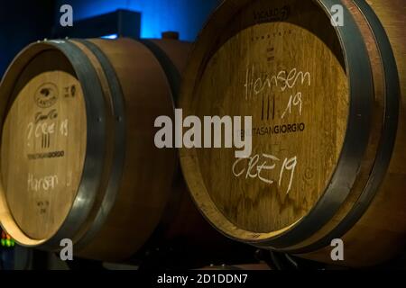 The Tenuta San Giogio prefers to work with French oak, Circolo d'Agno, Switzerland Stock Photo