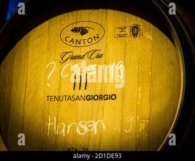 The Tenuta San Giogio prefers to work with French oak, Circolo d'Agno, Switzerland Stock Photo