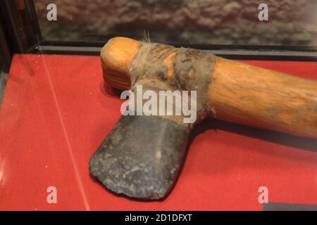 Stone-tipped axe, Italian late Stone Age Stock Photo