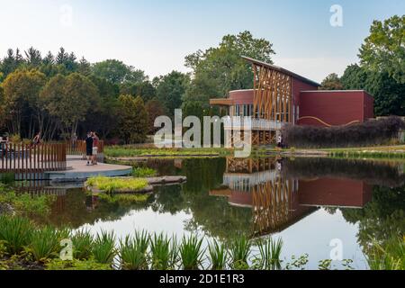 Montreal, CA - 26 September 2020: The Frédéric Back Tree Pavilion at the Botanical Garden Stock Photo