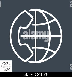 International Call Thin Line Vector Icon. Stock Vector