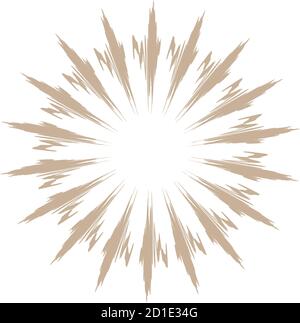 Radial element with grungy, grunge radiating lines. Burst, starburst, sunburst with grungy spokes Stock Vector