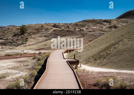 Boardwalk going through the Painted Cove Nature Trail in John Day Fossil Beds National Monument Oregon Stock Photo