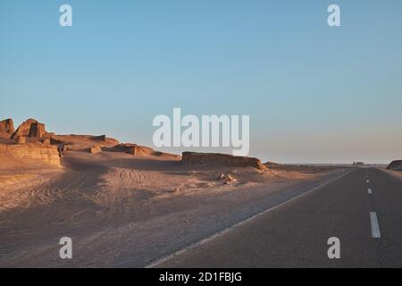 Kaluts desert which is part of the bigger desert Dash-e Lut, mainly located in Kerman province, in southeastern Iran Stock Photo