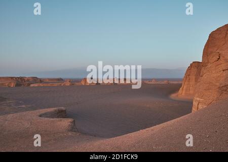 Kaluts desert which is part of the bigger desert Dash-e Lut, mainly located in Kerman province, in southeastern Iran Stock Photo