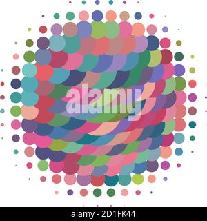 Random colorful dots halftone (half-tone) element. Dotted, circles, speckles and freckles vector illustration. Stipple-stippling design Stock Vector