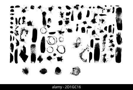 Many Black Domineering point  Paint Brush strokes album  Isolated on White Background Stock Photo