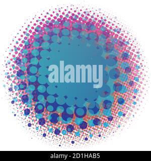 Comic ink splatter colorful halftone vector pattern,texture design element.Circles,dots, screentone illustration.Freckle, stipple-stippling and speckl Stock Vector