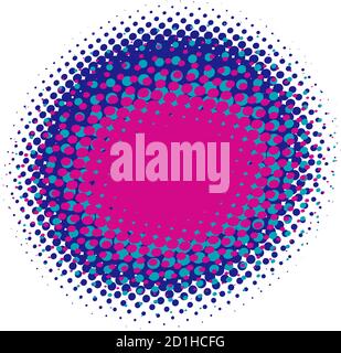Comic ink splatter colorful halftone vector pattern,texture design element.Circles,dots, screentone illustration.Freckle, stipple-stippling and speckl Stock Vector
