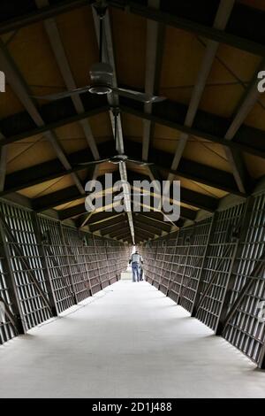 A maintenance man vacuuming the Infinity Room at House on the Rock in Spring Green, Wisconsin. Stock Photo