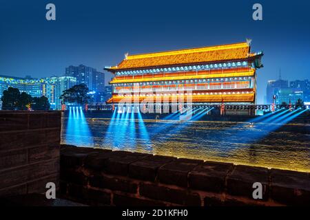 Yongning Gate Arrow Tower, Ming Dynasty City Wall, Xi'an, China. Stock Photo