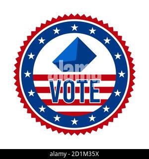 2020 Presidential Election Vote Badge - United States of America. USA Patriotic Stars and Stripes. American Democratic / Republican Support Pin Stock Vector