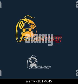 Game gaming esport logo design, joystick controller keypad and shield vector icon Stock Vector