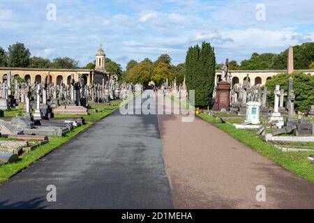 London, England - October 05 2020:  Brompton Cemetery, one of the Magnificent Seven cemeteries opened in 1840 Stock Photo