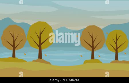 Illustration vector design of autumn landscape Stock Vector
