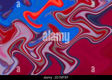Acrylic paint diffusion. Violet red blue paint bubbles. Liquid paint abstract surface psychedelic background Stock Photo