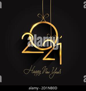 Happy New Year 2021 - New Year Shining background, text design gold colored, vector elements for calendar and greeting card. Stock Vector