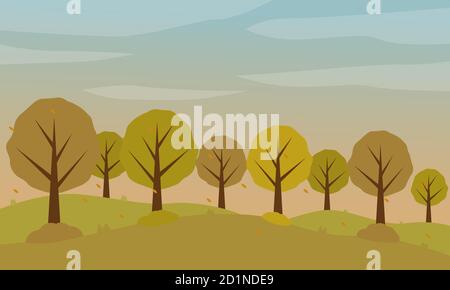 Illustration vector design of autumn landscape Stock Vector