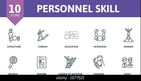 Personnel Skill icon set. Collection contain career, resume