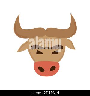 Cartoon vector illstration of angry bull head isolated on white background Stock Vector