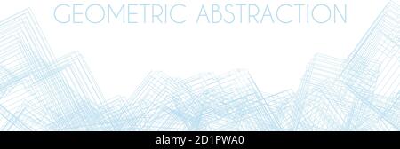 Subtle pale blue geometric abstraction on white background. Vector graphics Stock Vector